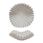 Decorative Resin Ruffled Bowl, Stone Finish, Cream Colour, 20" W