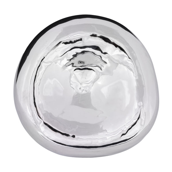 Decorative Stoneware Bowl, Chrome Finish, 7.25"W