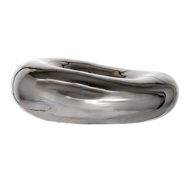 Decorative Stoneware Bowl, Chrome Finish, 7.25"W