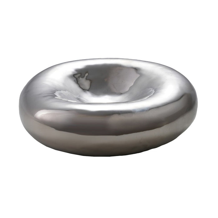 Decorative Stoneware Bowl, Chrome Finish, 7.25"W