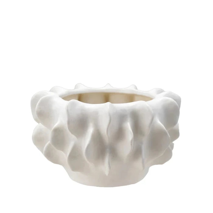 Stoneware Sculptural Planter, Matte White
