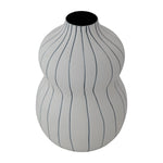 Organic Striped Vase -White & Blue, 9"H