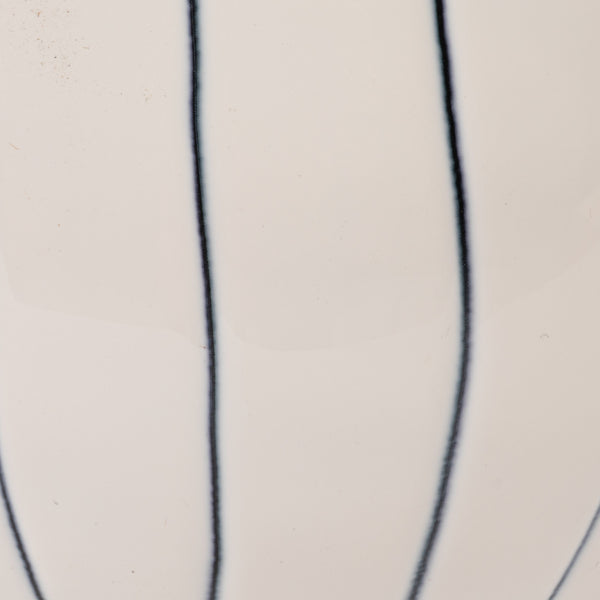 Organic Striped Vase -White & Blue, 9"H