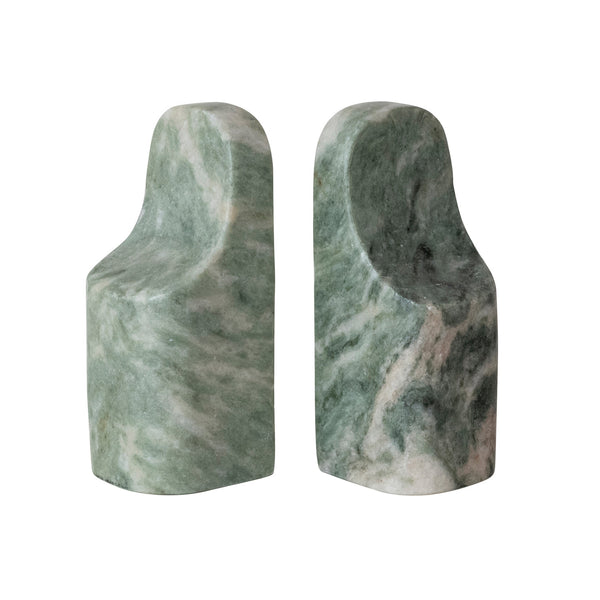 Marble Bookends - Green Melange