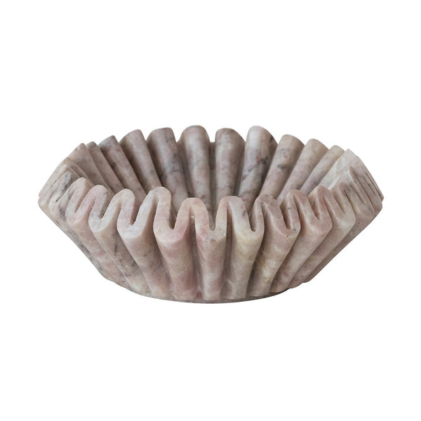 Marble Fluted Dish, Pink, 7"Dia
