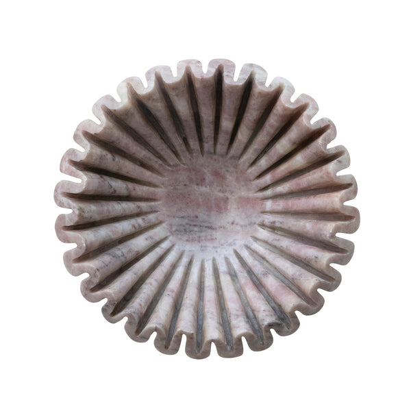 Marble Fluted Dish, Pink, 7"Dia
