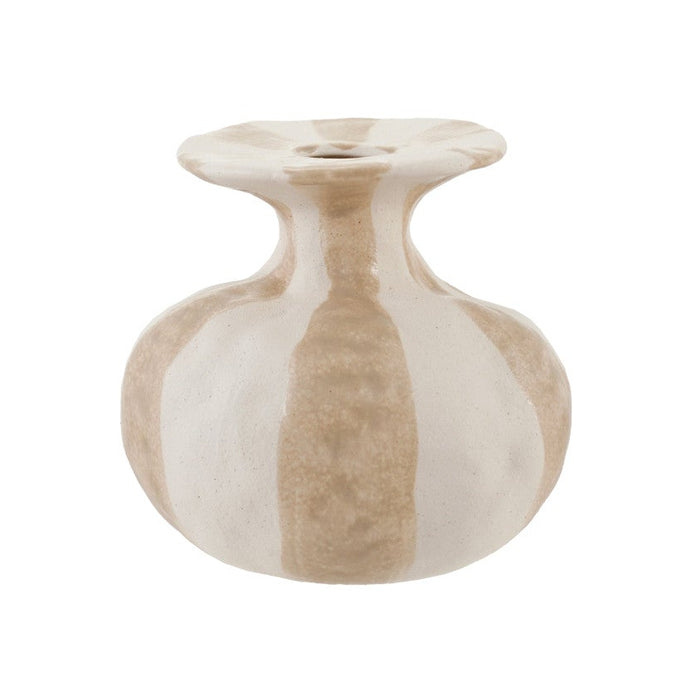 Stoneware Organic Shaped Striped Vase, 5.4"H