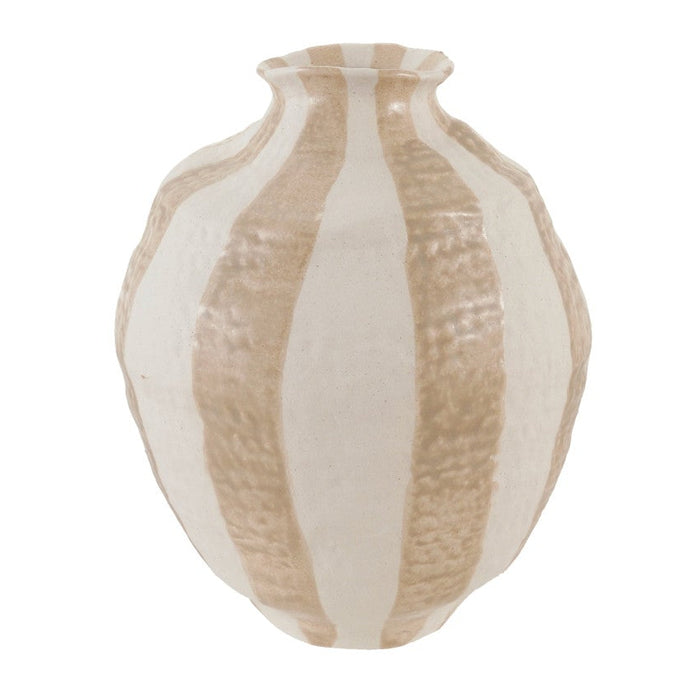 Stoneware Organic Shaped Striped Vase, 11.75"H