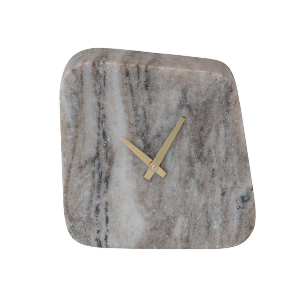 Marble Table Clock, 6.5"W x 6.5"H