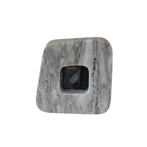 Marble Table Clock, 6.5"W x 6.5"H