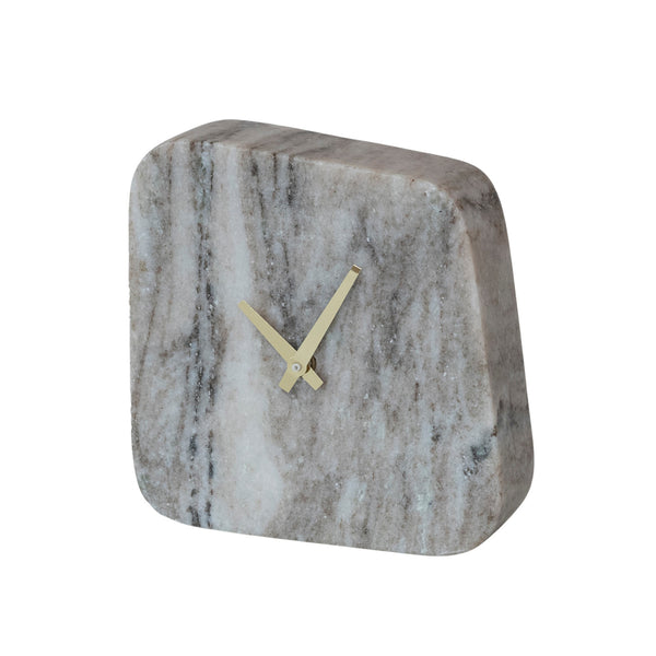 Marble Table Clock, 6.5"W x 6.5"H