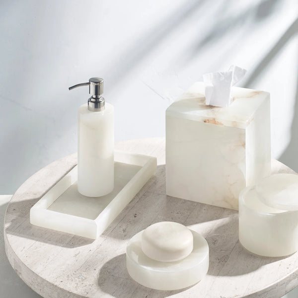 Alabaster Cotton Jar - Alabaster / Unique