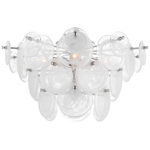 Loire Large Tiered Flush Mount, Polished Nickel/White Glass