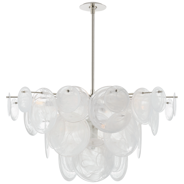 Loire Large Chandelier, Polished Nickel/ White Glass