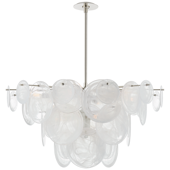 Loire Large Chandelier, Polished Nickel/ White Glass