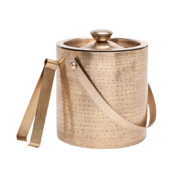 Winsford Antique Hammered Brass Ice Bucket w/ Tongs
