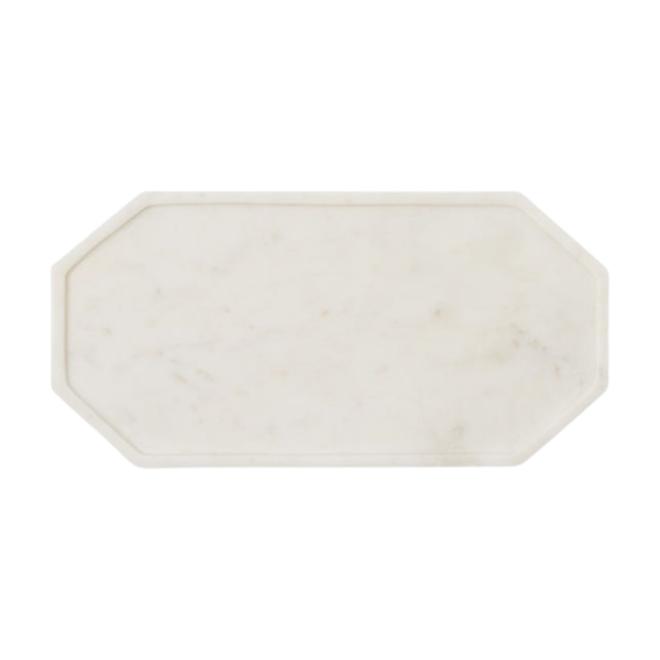 Aila White Marble Serving Tray, 14"W