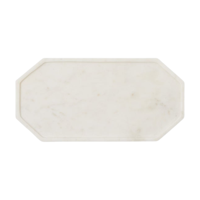 Aila White Marble Serving Tray, 14"W