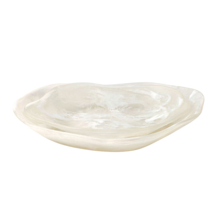 Beatrix Serving Trays - White Swirled, 2 Sizes