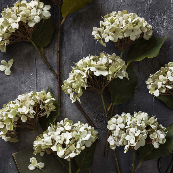 Artificial Hydrangea, Soft Green, 13.39"