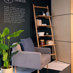 Tosta Leaning Shelf, Light Oak, 26.75" W × 17.25" D × 75.5" H