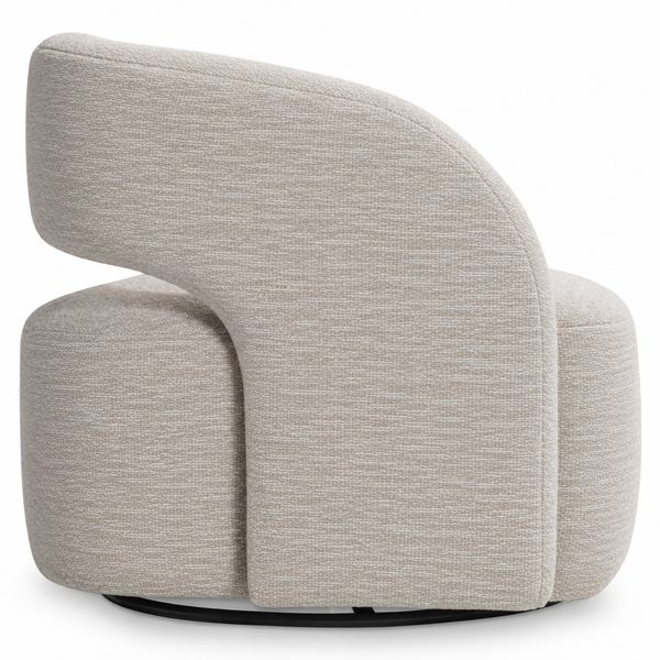 Chloe Fabric Swivel Chair - White/Cream Chenille