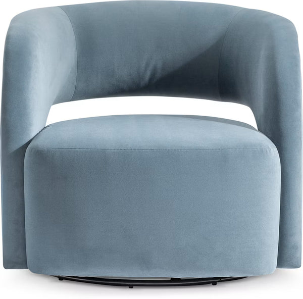 Chloe Fabric Swivel Chair - Blue Velvet