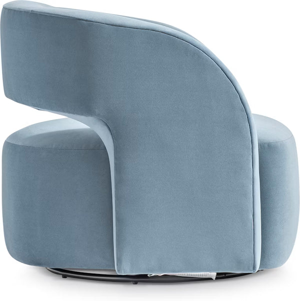 Chloe Fabric Swivel Chair - Blue Velvet