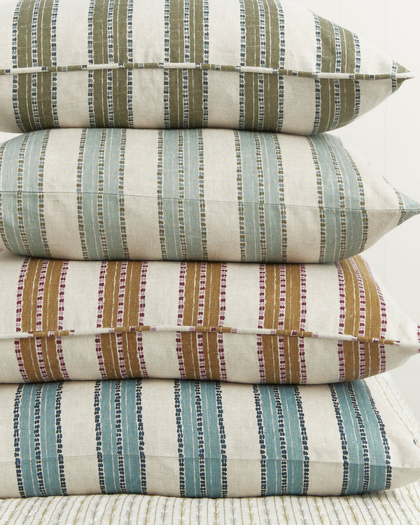 Kesula Celadon Moss Linen Cushion, 20" x 20"