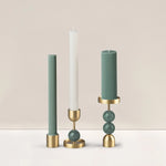 Beaded Fountain Brass Candle Holder, Green, Large