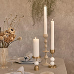 Beaded Fountain Brass Candle Holder, White, Large