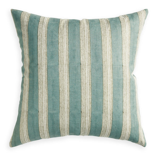 Berber Celadon Moss Linen Cushion, 22" x 22"