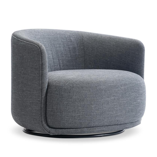 Astrid Fabric Swivel Chair - Blue Linen