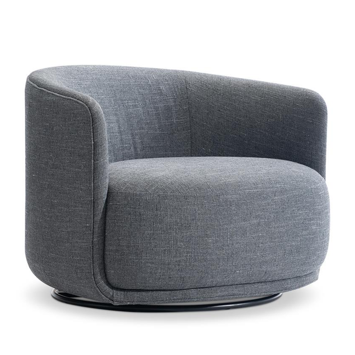 Astrid Fabric Swivel Chair - Blue Linen