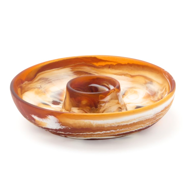 Hugo Amber Swirled Chip And Dip Bowl
