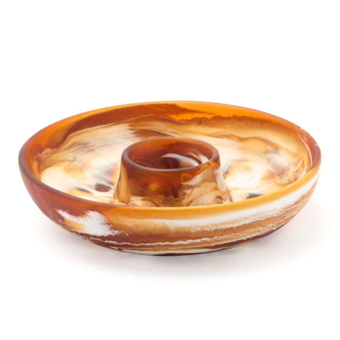 Hugo Amber Swirled Chip And Dip Bowl