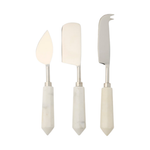 Priscilla White/Polished Silver Cheese Knives