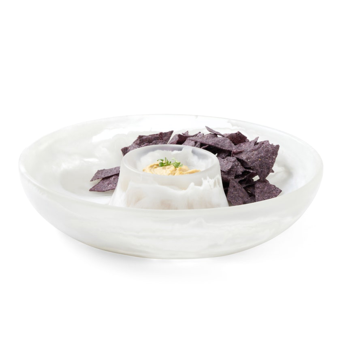 Hugo White Swirled Chip And Dip Bowl