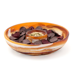 Hugo Amber Swirled Chip And Dip Bowl