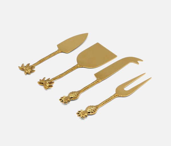 Crawford Polished Gold Cheese Knives, S/4