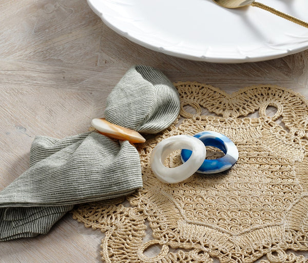 Tansy Blue Swirled Napkin Ring, S/4