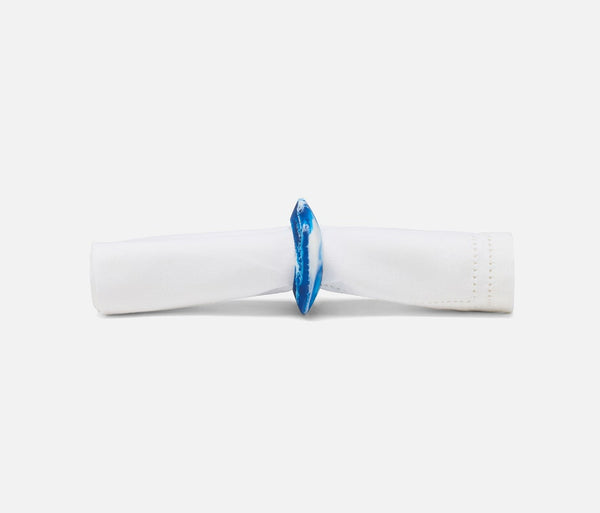 Tansy Blue Swirled Napkin Ring, S/4