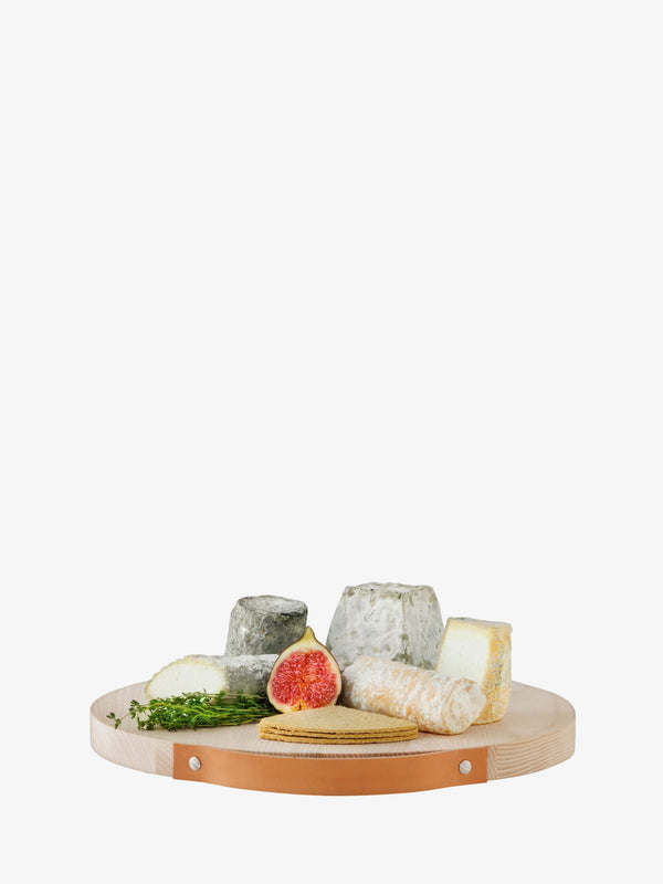 Round Charcuterie Board, Leather Handle, 3 Sizes