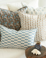 Lagos Azure Linen Cushion, 14" x 22"
