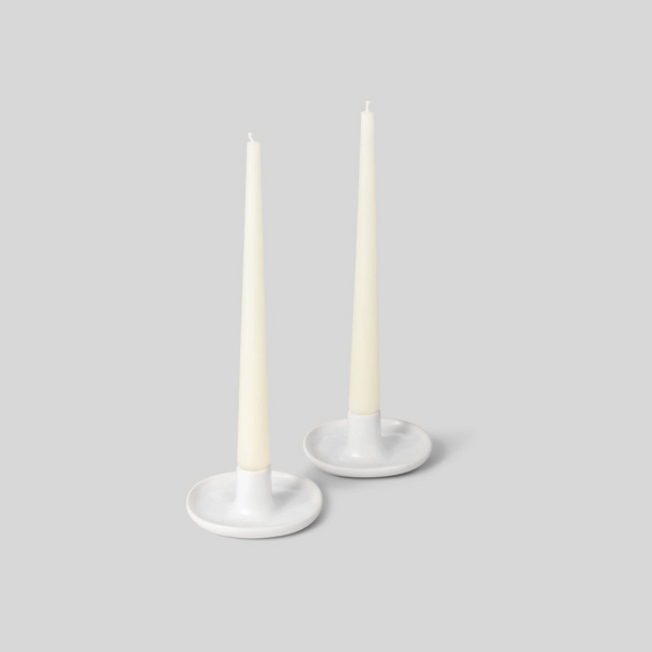 White Candle Holders, Set of 2, Available in 2 Sizes