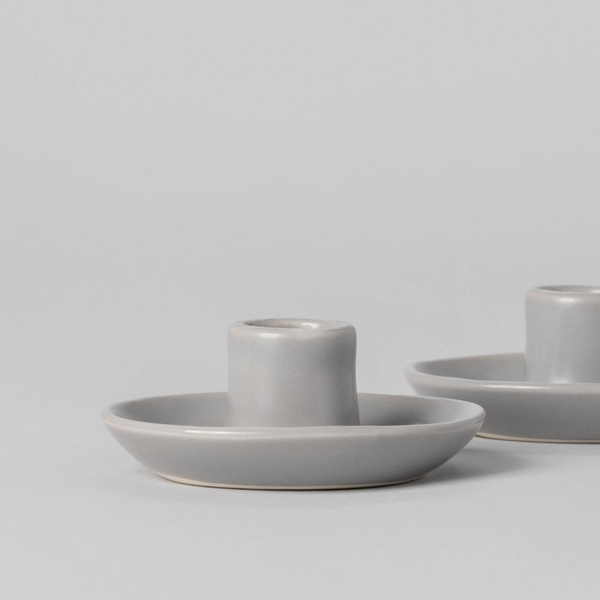 Dove Grey Candle Holders, Set of 2