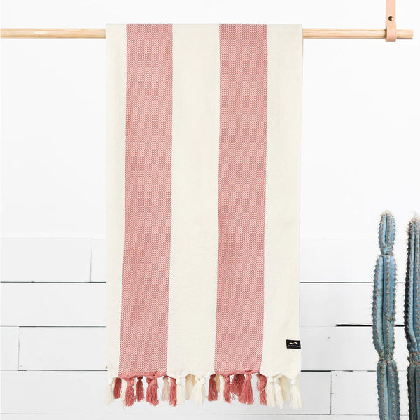 Capri Turkish Towel Pink & White Stripe