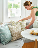 Bejmat Celadon Linen Cushion, 20" x 20"