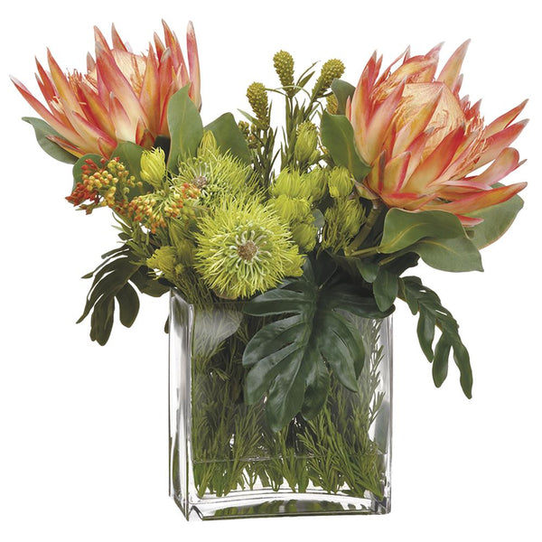 Protea/Leucospermum/Berry in Vase, Orange, 20" x 14"