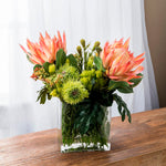 Protea/Leucospermum/Berry in Vase, Orange, 20" x 14"